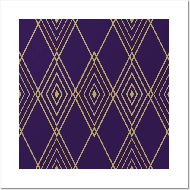 Art Deco Gold & Deep Violet Wall Art by PSCSCo